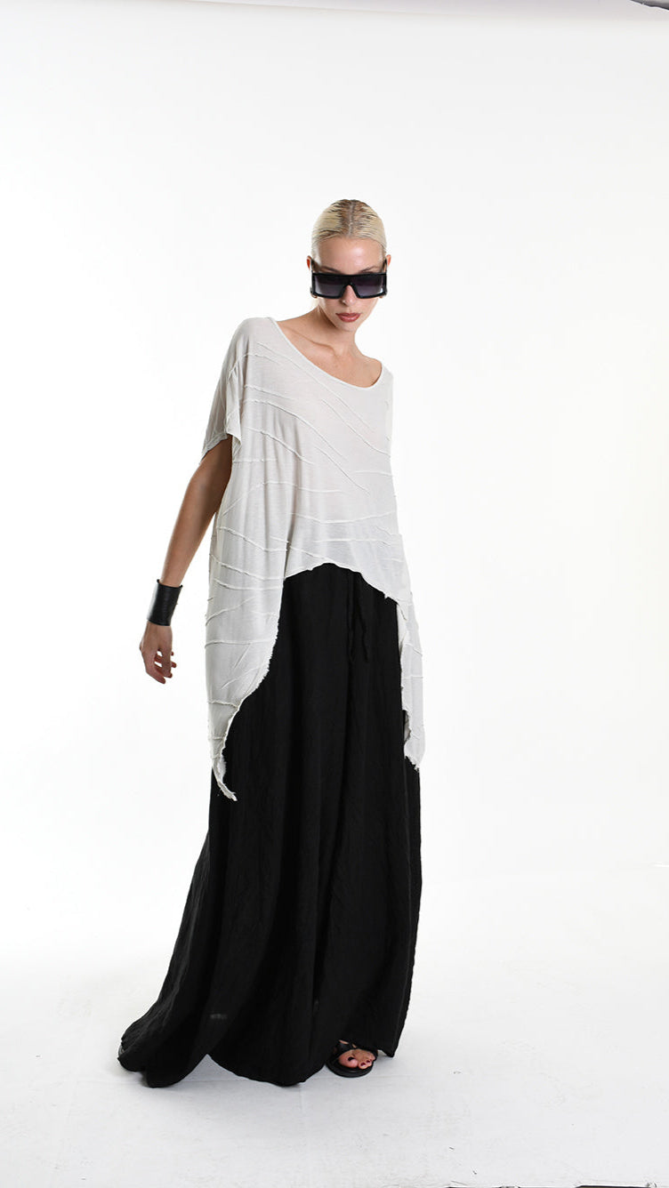 A34V W507625 T-SHIRT Asymmetric Jersey Devore Dyed Sand
