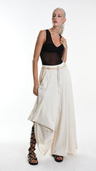 A34V W508125 TROUSER Wide Fleece Stretch Dyed Cold Sand