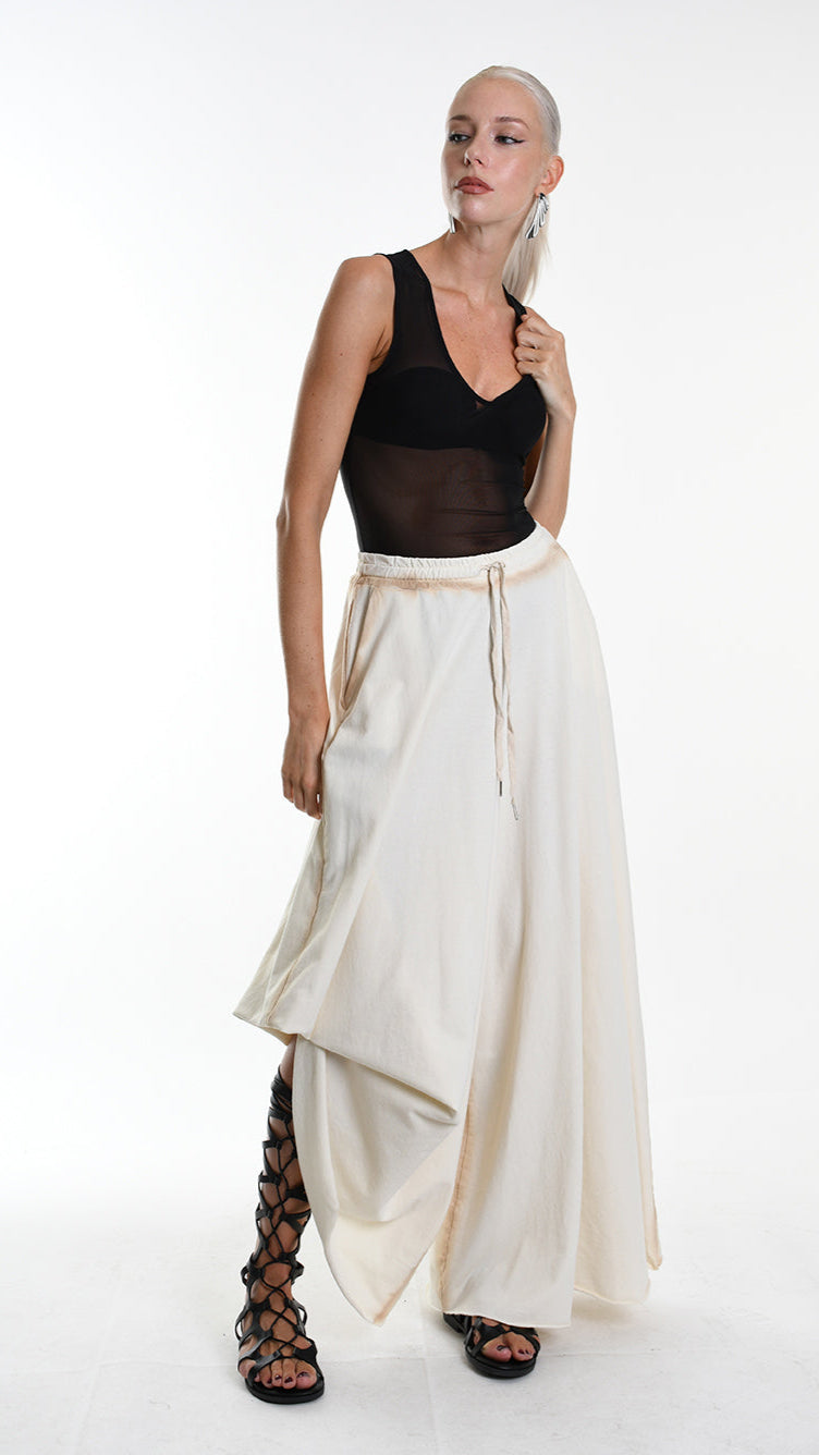 A34V W508125 TROUSER Wide Fleece Stretch Dyed Cold Sand