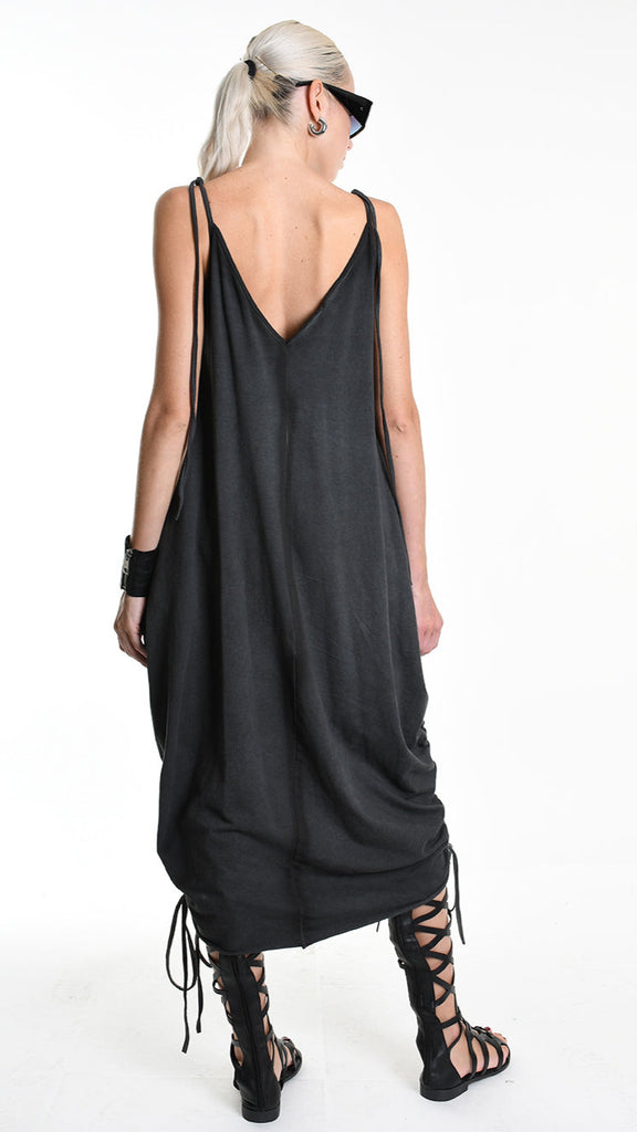 A34V W508325 DRESS Over Asymmetric Fleece Stretch Dyed Cold Grey.