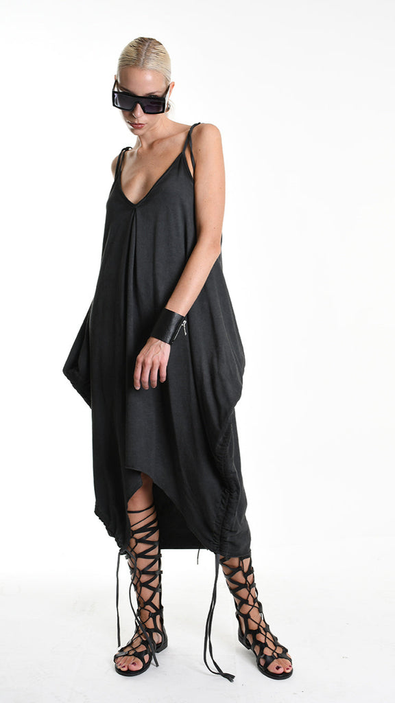 A34V W508325 DRESS Over Asymmetric Fleece Stretch Dyed Cold Grey.