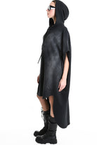 4V W5224 DRESS Over Asymmetric Chorosive Treatment Fleece Black LA HAINE INSIDE US