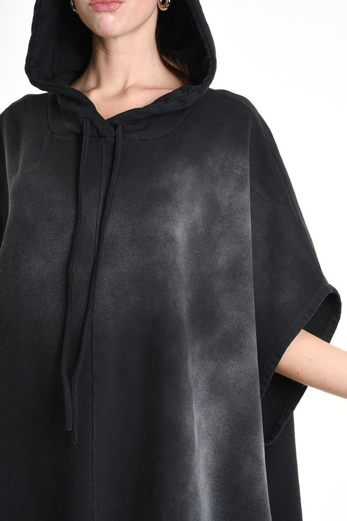 4V W5224 DRESS Over Asymmetric Chorosive Treatment Fleece Black LA HAINE INSIDE US