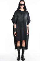 4V W5224 DRESS Over Asymmetric Chorosive Treatment Fleece Black LA HAINE INSIDE US