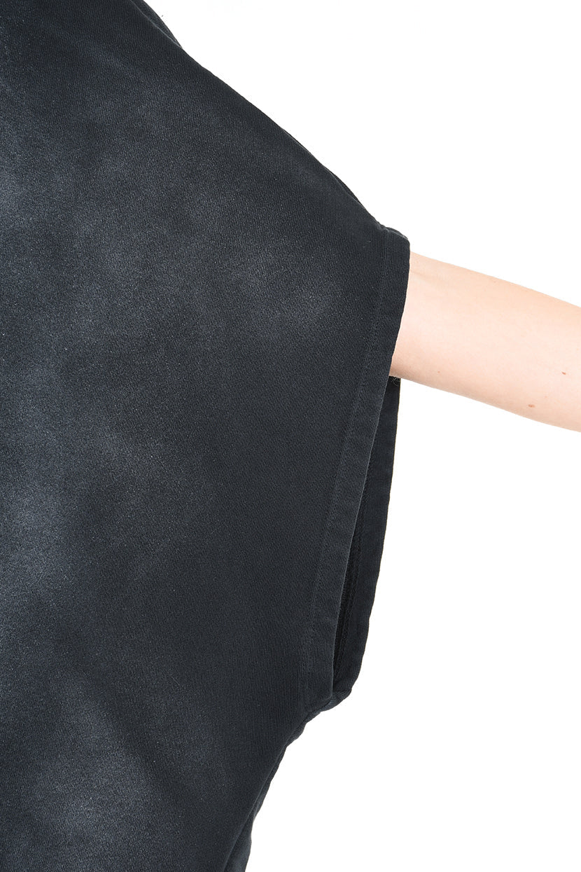 4V W5224 DRESS Over Asymmetric Chorosive Treatment Fleece Black LA HAINE INSIDE US