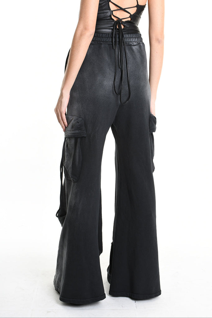 4V W5225 TROUSER Cargo Corrosive Treatment Fleece UNISEX Black LA HAINE INSIDE US