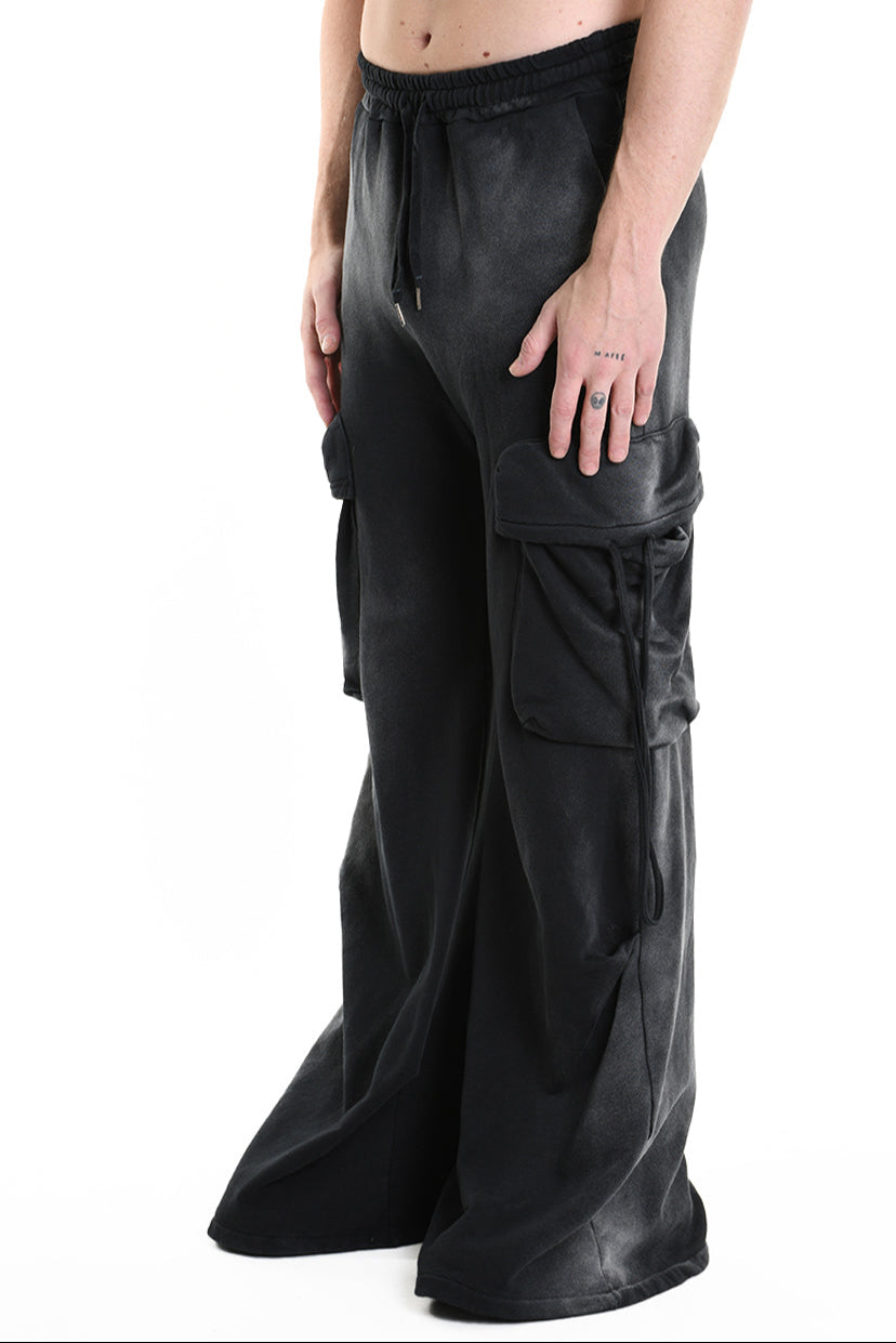 4V W5225 TROUSER Cargo Corrosive Treatment Fleece UNISEX Black LA HAINE INSIDE US