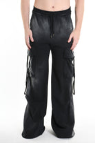 4V W5225 TROUSER Cargo Corrosive Treatment Fleece UNISEX Black LA HAINE INSIDE US