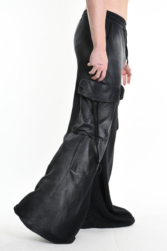 4V W5225 TROUSER Cargo Corrosive Treatment Fleece UNISEX Black LA HAINE INSIDE US