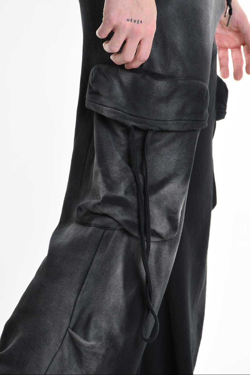 4V W5225 TROUSER Cargo Corrosive Treatment Fleece UNISEX Black LA HAINE INSIDE US