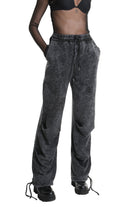 4V W5227 TROUSER Wide Fit Dyed Marmoryzed Fleece Black WOMAN LA HAINE INSIDE US