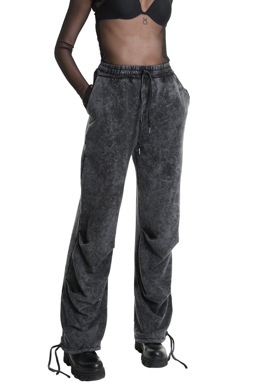 4V W5227 TROUSER Wide Fit Dyed Marmoryzed Fleece Black WOMAN LA HAINE INSIDE US