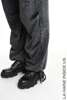 4V W5227 TROUSER Wide Fit Dyed Marmoryzed Fleece Black WOMAN LA HAINE INSIDE US