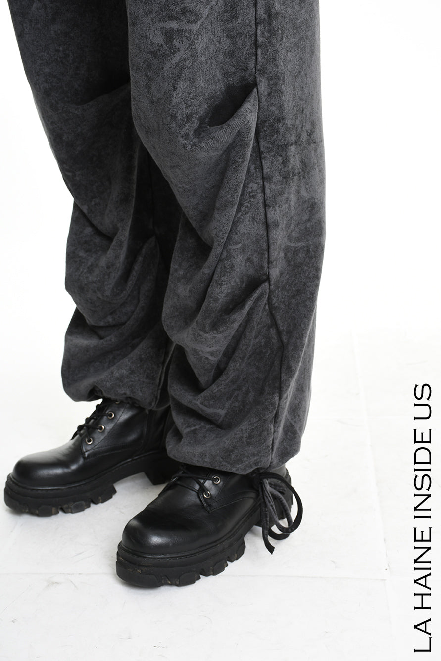 4V W5227 TROUSER Wide Fit Dyed Marmoryzed Fleece Black WOMAN LA HAINE INSIDE US