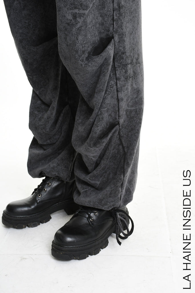 4V W5227 TROUSER Wide Fit Dyed Marmoryzed Fleece Black WOMAN LA HAINE INSIDE US