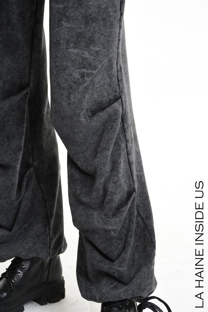 4V W5227 TROUSER Wide Fit Dyed Marmoryzed Fleece Black WOMAN LA HAINE INSIDE US