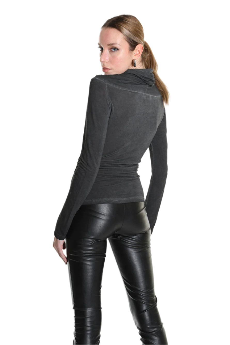 4V W5229 T-SHIRT Regular Dyed Cold Lyocell Jersey Black LA HAINE INSIDE US