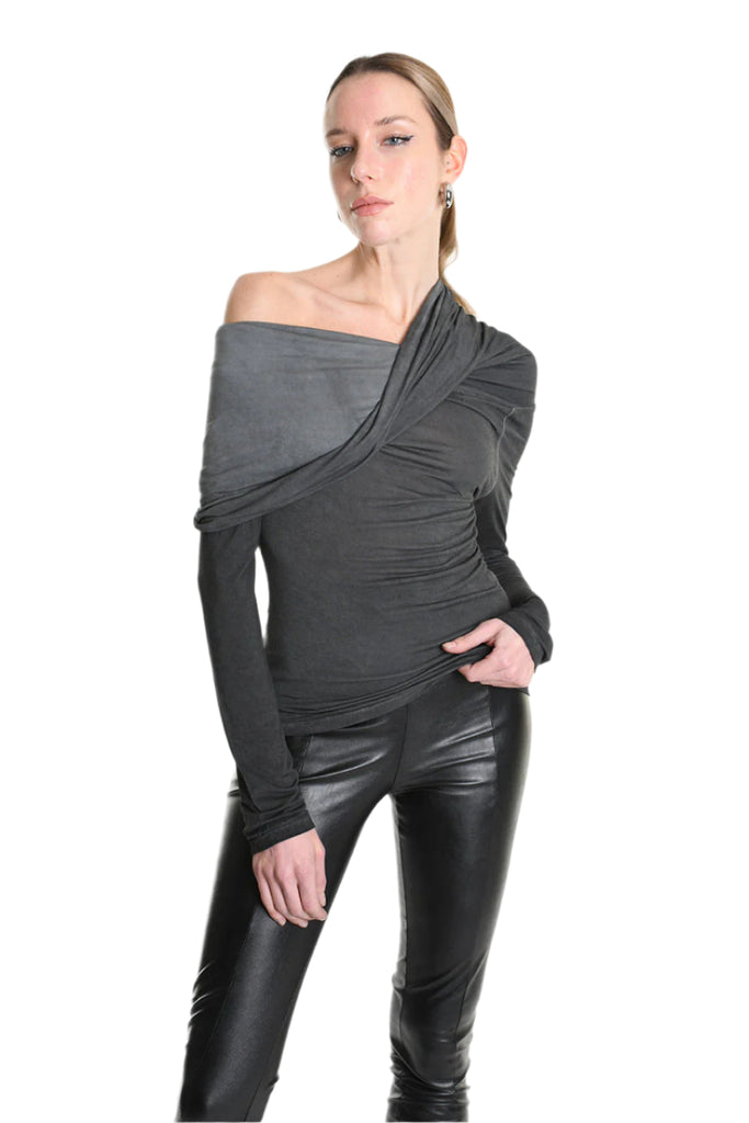 4V W5229 T-SHIRT Regular Dyed Cold Lyocell Jersey Black LA HAINE INSIDE US