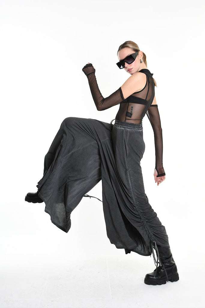 4V W5230 TROUSER Wide Fit Lyocell Jersey Dyed Cold Black WOMAN LA HAINE INSIDE US