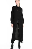 4V W5243 OVERSIZED KNITWEAR in Jersey & Stretch Sweatshirt Fabric with Micro-Distressing Black TEPHRA