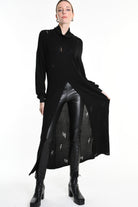 4V W5243 OVERSIZED KNITWEAR in Jersey & Stretch Sweatshirt Fabric with Micro-Distressing Black TEPHRA