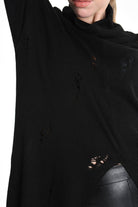 4V W5243 OVERSIZED KNITWEAR in Jersey & Stretch Sweatshirt Fabric with Micro-Distressing Black TEPHRA