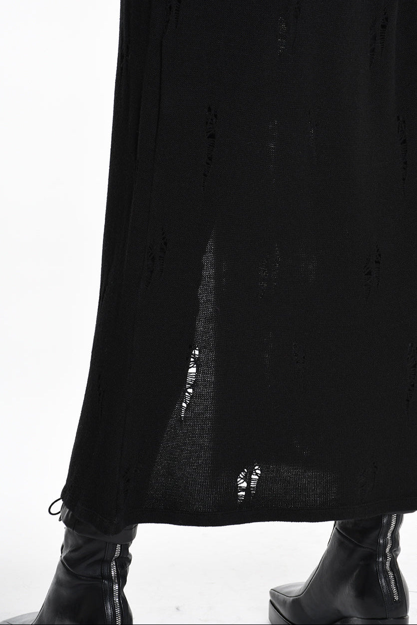 4V W5243 OVERSIZED KNITWEAR in Jersey & Stretch Sweatshirt Fabric with Micro-Distressing Black TEPHRA