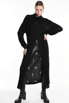 4V W5243 OVERSIZED KNITWEAR in Jersey & Stretch Sweatshirt Fabric with Micro-Distressing Black TEPHRA
