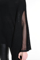 4V W5244 ASYMMETRICAL PONCHO in Mohair-Blend Mesh Black LA HAINE INSIDE US