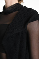 4V W5245 SLEEVELESS ASYMMETRICAL CARDIGAN in Mohair-Blend Mesh Black LA HAINE INSIDE US