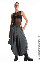4V W5295 TROUSER Wide Sweatshirt Net & Dyed Cold Treatment Black