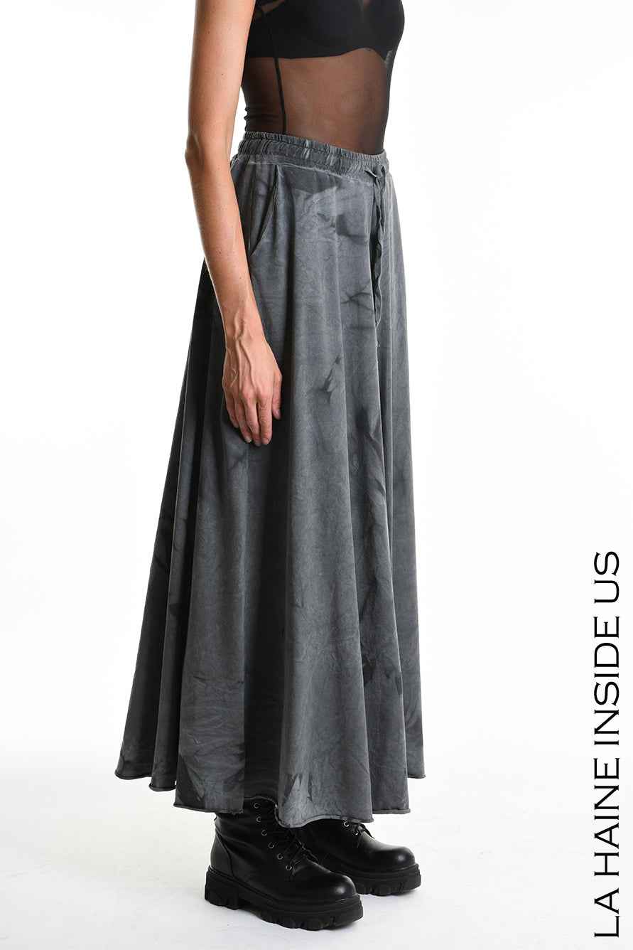 4V W5295 TROUSER Wide Sweatshirt Net & Dyed Cold Treatment Black