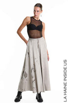 4V W5295 TROUSER Wide Sweatshirt Net & Dyed Cold Treatment Mud