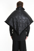 4- W5166 PONCHO Double-faced in Quilted Nylon, UNISEX, Black. TEPHRA