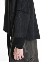 4- W5168 JACKET Oversized in Marbled Faux Shearling, UNISEX, Black. TEPHRA