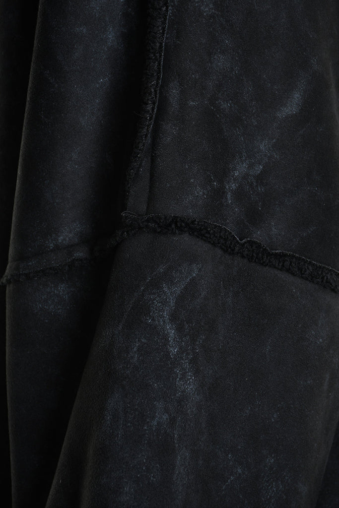 4- W5168 JACKET Oversized in Marbled Faux Shearling, UNISEX, Black. TEPHRA