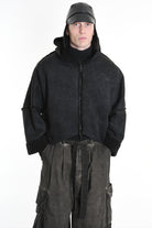 4- W5168 JACKET Oversized in Marbled Faux Shearling, UNISEX, Black. TEPHRA