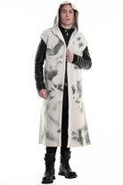 4- W5169 SLEEVELESS COAT in Printed Dyed Faux Shearling, UNISEX, White. TEPHRA