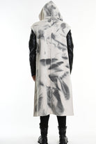 4- W5169 SLEEVELESS COAT in Printed Dyed Faux Shearling, UNISEX, White. TEPHRA