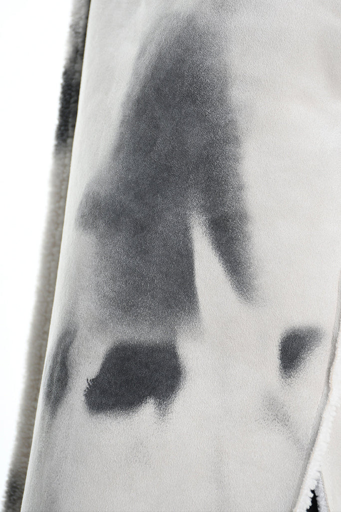 4- W5169 SLEEVELESS COAT in Printed Dyed Faux Shearling, UNISEX, White. TEPHRA