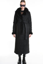 4- W5171 COAT in Garment-Dyed Marbled Faux Shearling, Black. LA HAINE INSIDE US