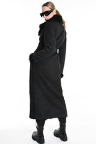 4- W5171 COAT in Garment-Dyed Marbled Faux Shearling, Black. LA HAINE INSIDE US