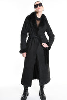 4- W5171 COAT in Garment-Dyed Marbled Faux Shearling, Black. LA HAINE INSIDE US