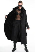 4- W5171 COAT in Garment-Dyed Marbled Faux Shearling, Black. LA HAINE INSIDE US