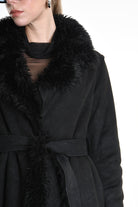 4- W5171 COAT in Garment-Dyed Marbled Faux Shearling, Black. LA HAINE INSIDE US