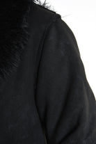4- W5171 COAT in Garment-Dyed Marbled Faux Shearling, Black. LA HAINE INSIDE US
