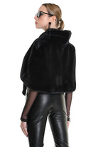 4- W5172 CAPE in Lined Faux Fur, Black. LA HAINE INSIDE US