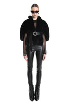 4- W5172 CAPE in Lined Faux Fur, Black. LA HAINE INSIDE US