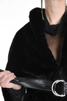 4- W5172 CAPE in Lined Faux Fur, Black. LA HAINE INSIDE US