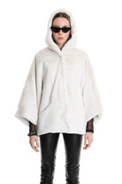 4- W5173 JACKET Oversized in Lined Faux Fur, White. TEPHRA